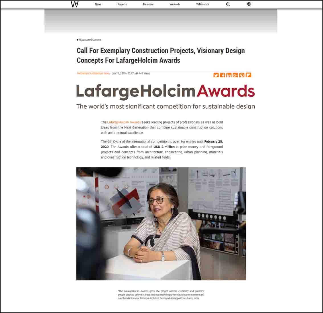 Call for Exemplary Construction Projects, Visionary Design concepts for LafargeHolcim Awards - June 2019